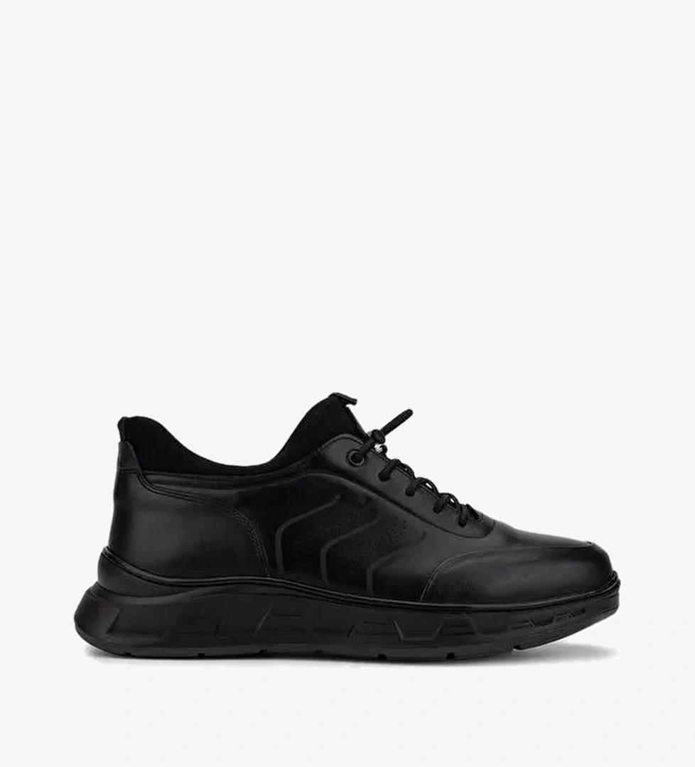 Tamer Tanca Erkek Hakiki Deri Siyah Casual Ayakkabı - Görsel 1