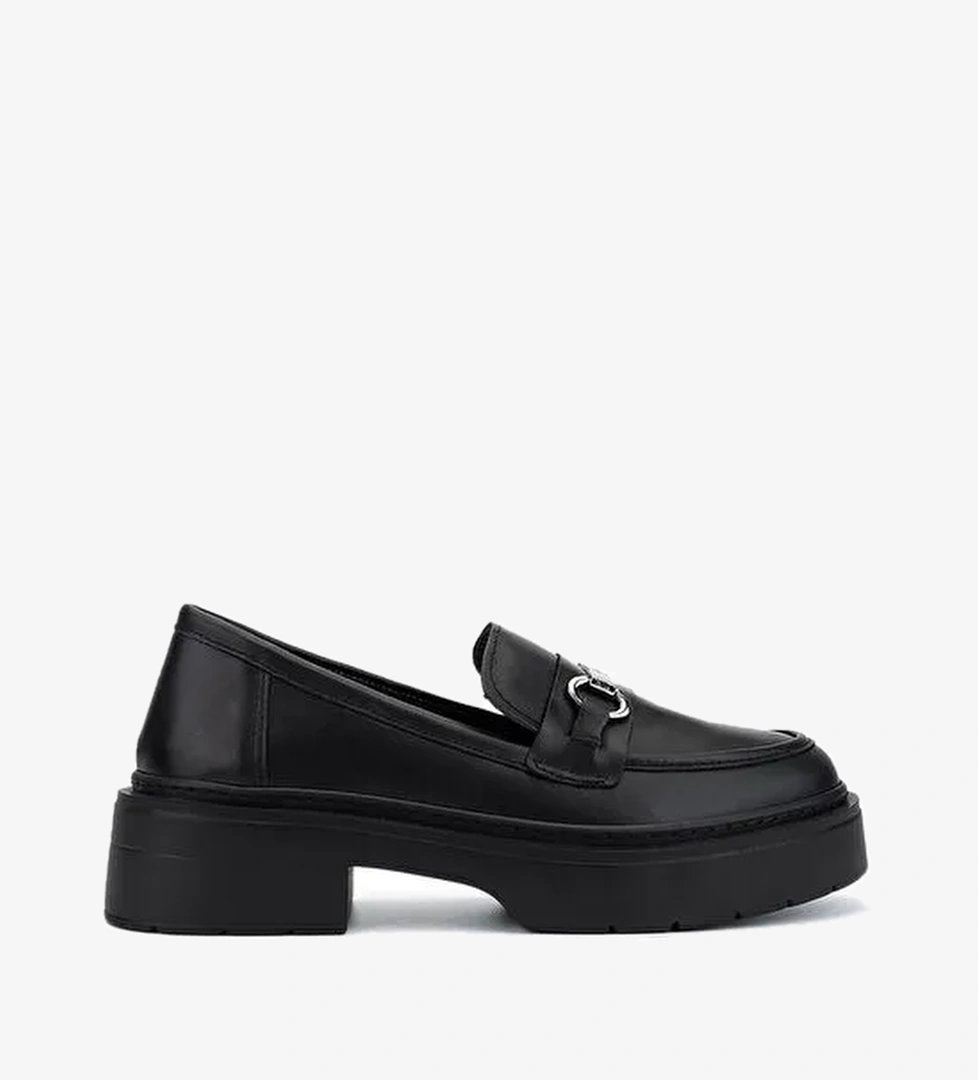 Tamer Tanca Kadın Hakiki Deri Siyah Loafer Ayakkabı - Görsel 1