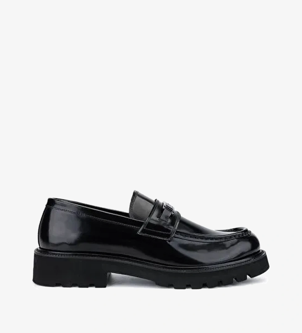 Tamer Tanca Erkek Hakiki Deri Siyah Açma Loafer Ayakkabı - Görsel 1