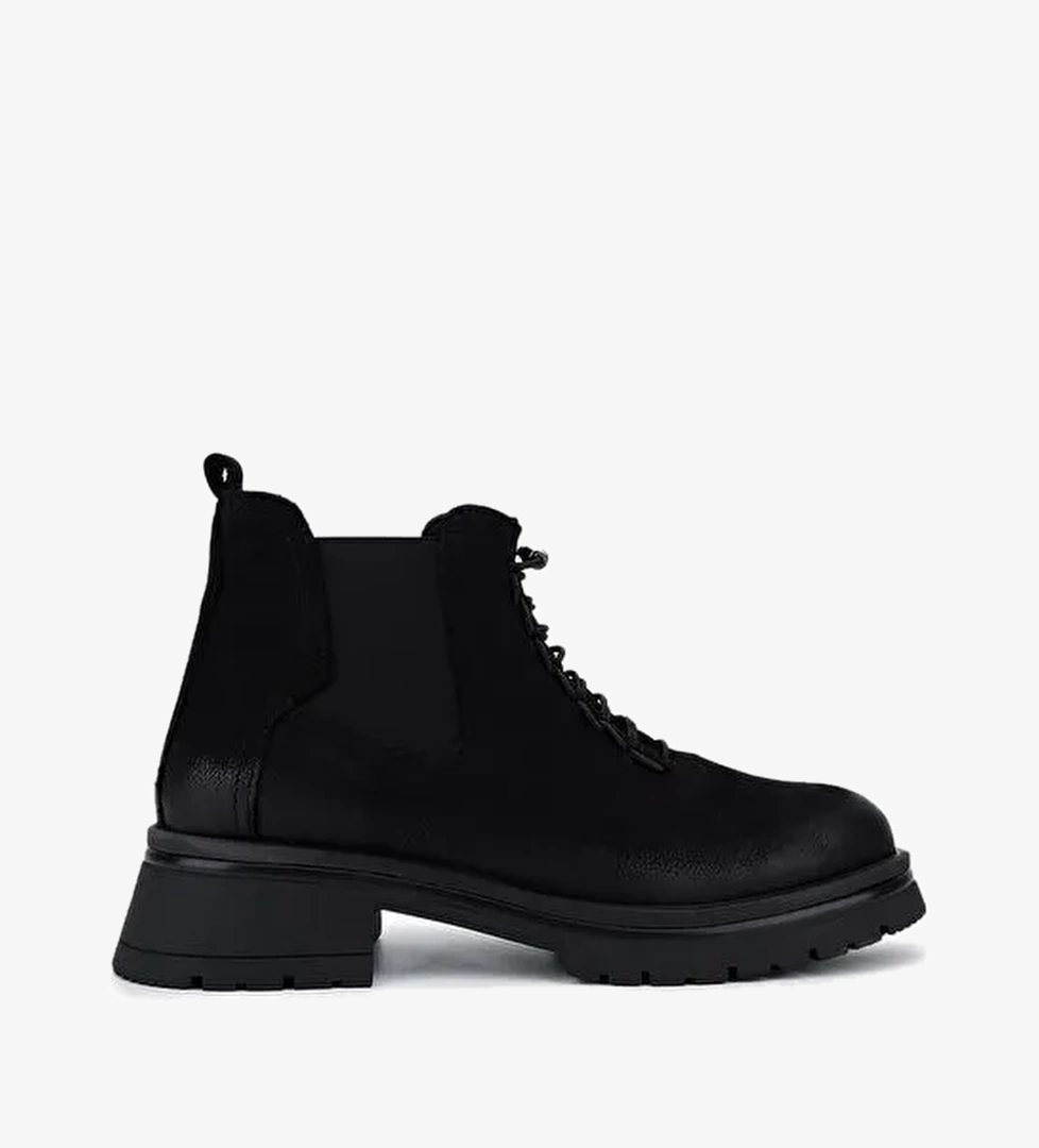 Tamer Tanca Kadın Hakiki Deri Siyah Nubuk Casual Bot - Görsel 1