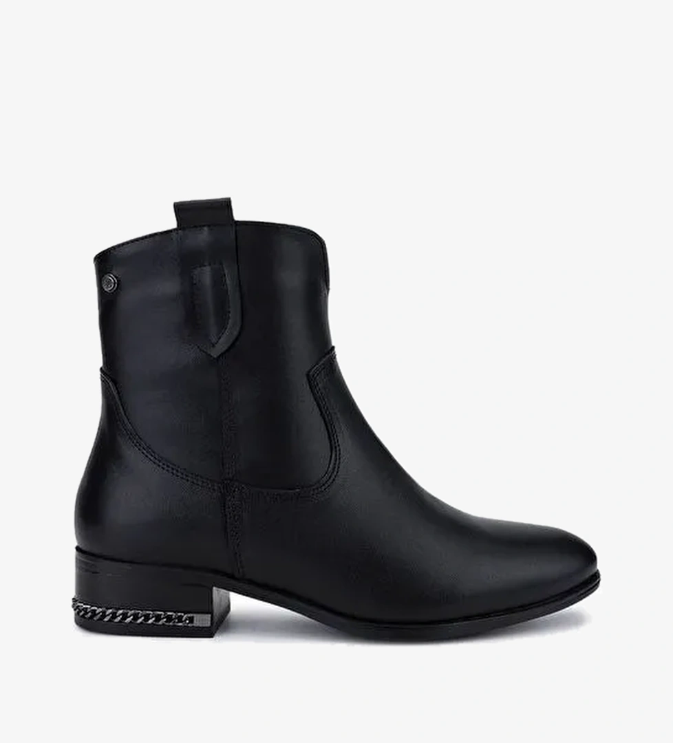 Tamer Tanca Kadın Hakiki Deri Siyah Deri Topuklu Bot - Görsel 1