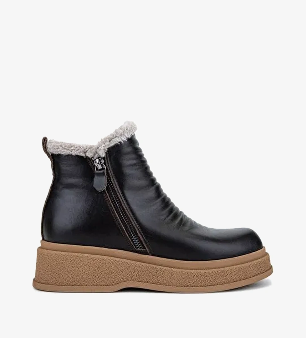 Tamer Tanca Kadın Hakiki Deri Kahverengi Casual Bot - Görsel 1