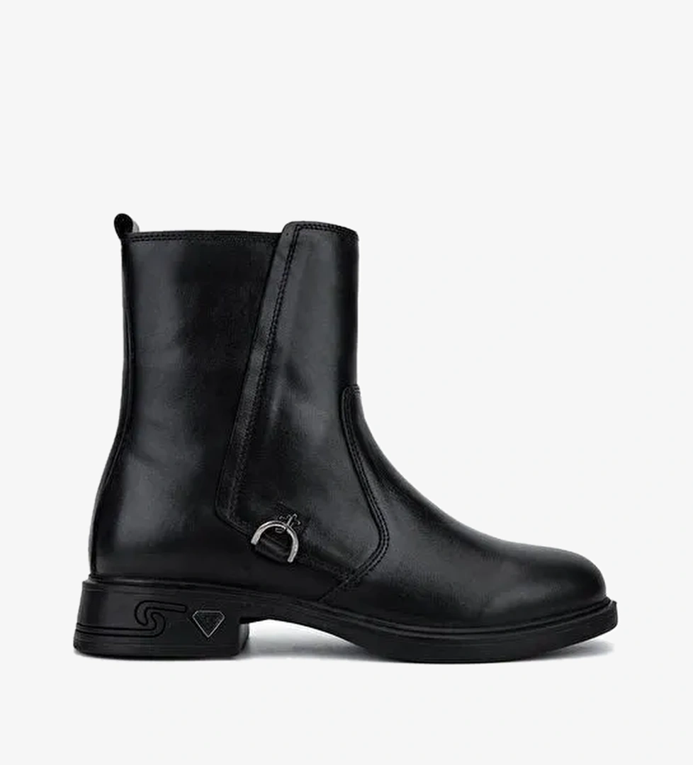 Tamer Tanca Kadın Hakiki Deri Siyah Deri Topuklu Bot - Görsel 1