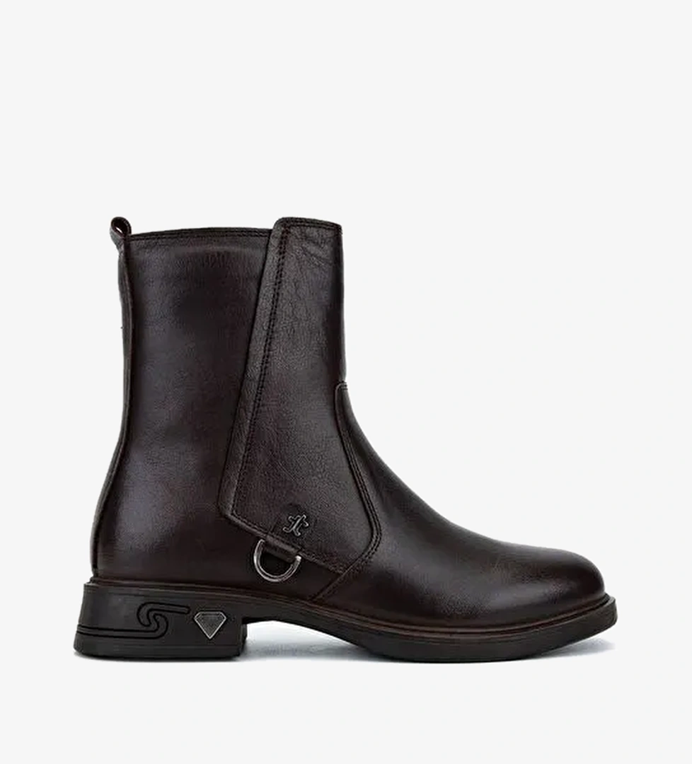 Tamer Tanca Kadın Hakiki Deri Kahverengi Topuklu Bot - Görsel 1