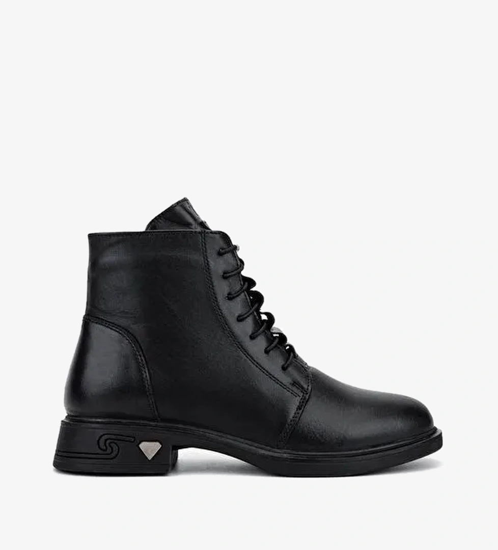 Tamer Tanca Kadın Hakiki Deri Siyah Topuklu Bot - Görsel 1