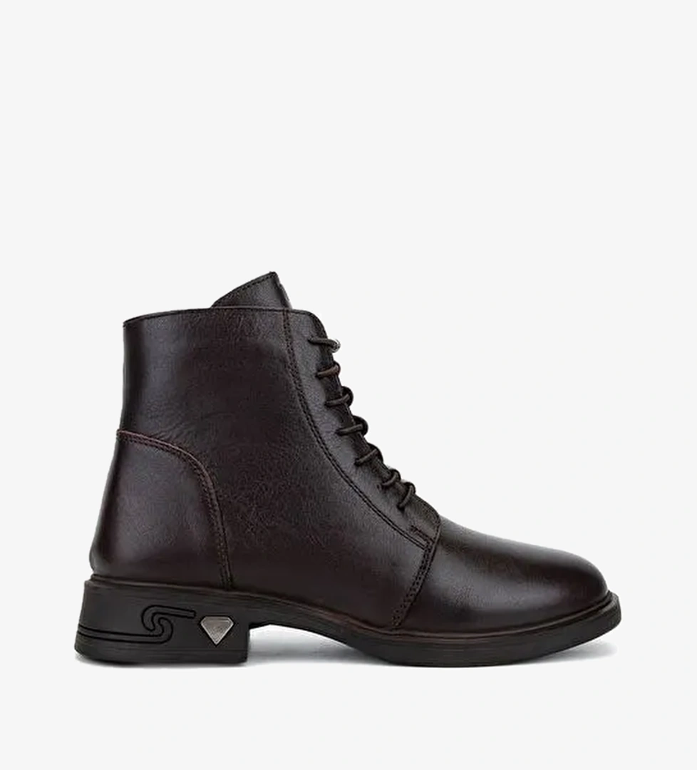 Tamer Tanca Kadın Hakiki Deri Kahverengi Topuklu Bot - Görsel 1