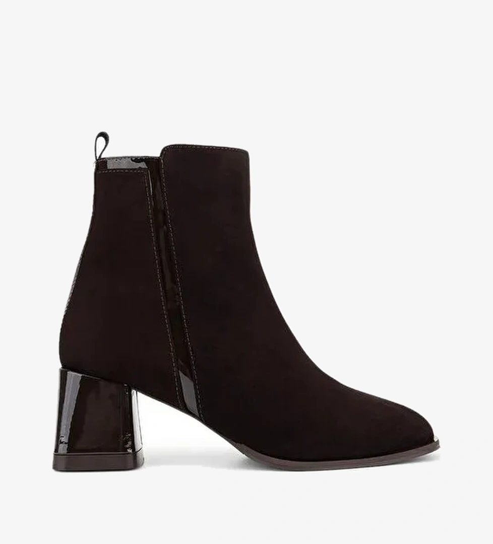 Tamer Tanca Kadın Hakiki Deri Kahverengi Süet Topuklu Bot - Görsel 1