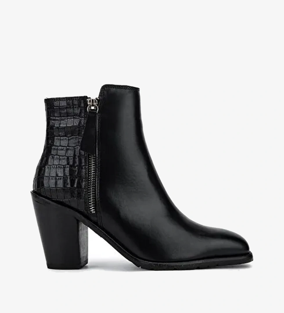 Tamer Tanca Kadın Hakiki Deri Siyah Klasik Bot - Görsel 1