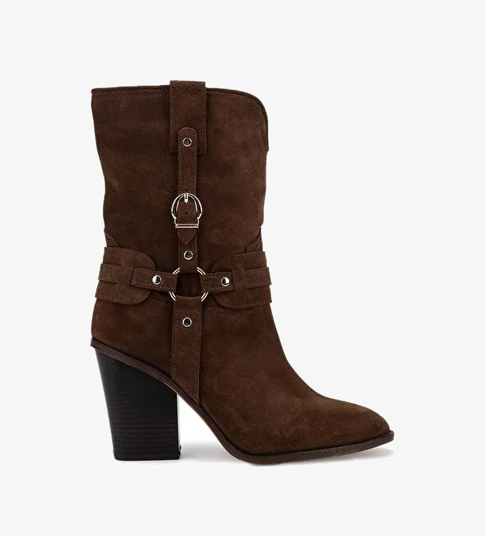 Tamer Tanca Kadın Hakiki Deri Kahverengi Topuklu Bot - Görsel 1