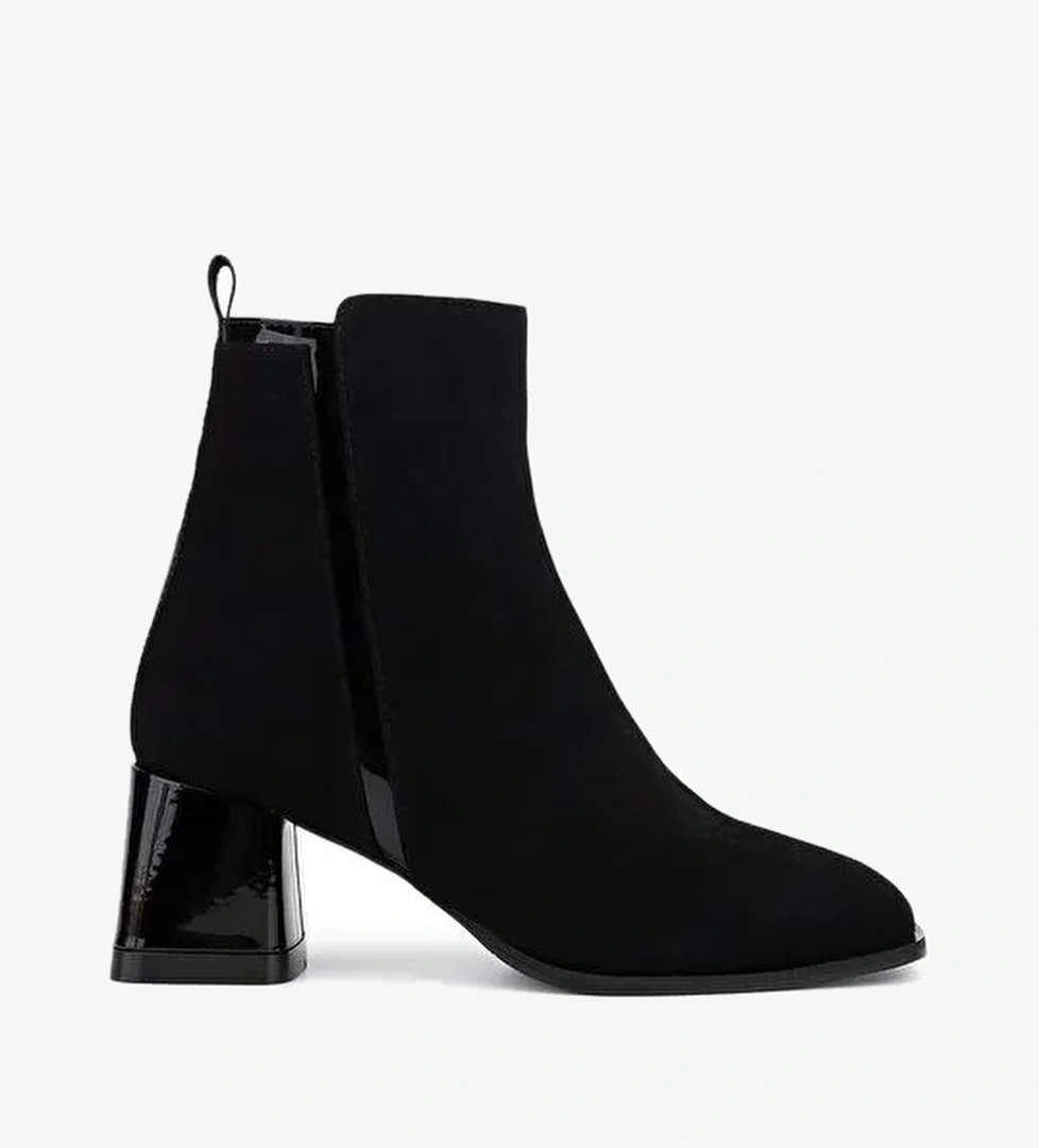 Tamer Tanca Kadın Hakiki Deri Siyah Süet Topuklu Bot - Görsel 1