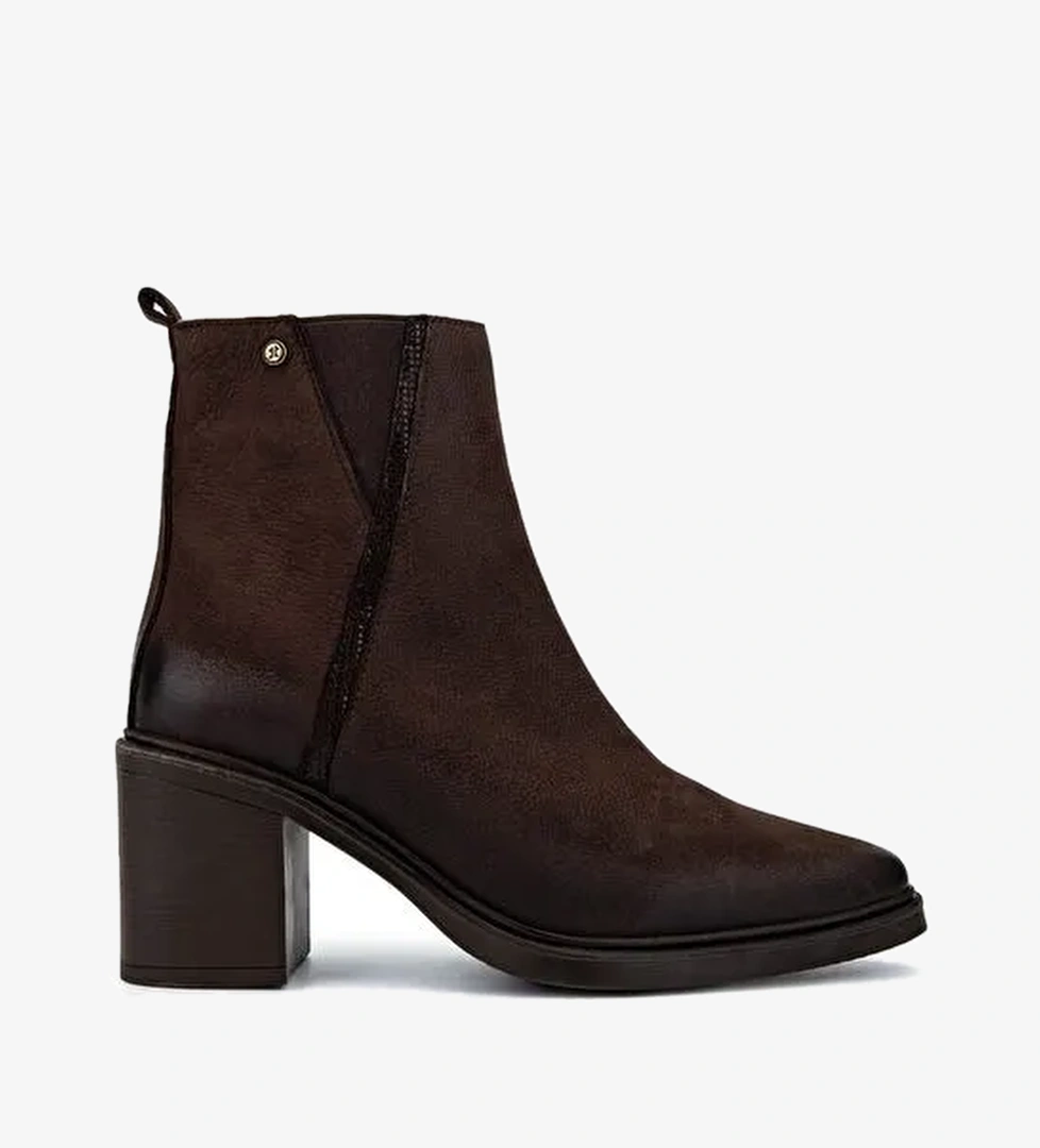 Tamer Tanca Kadın Hakiki Deri Kahverengi Topuklu Bot - Görsel 1