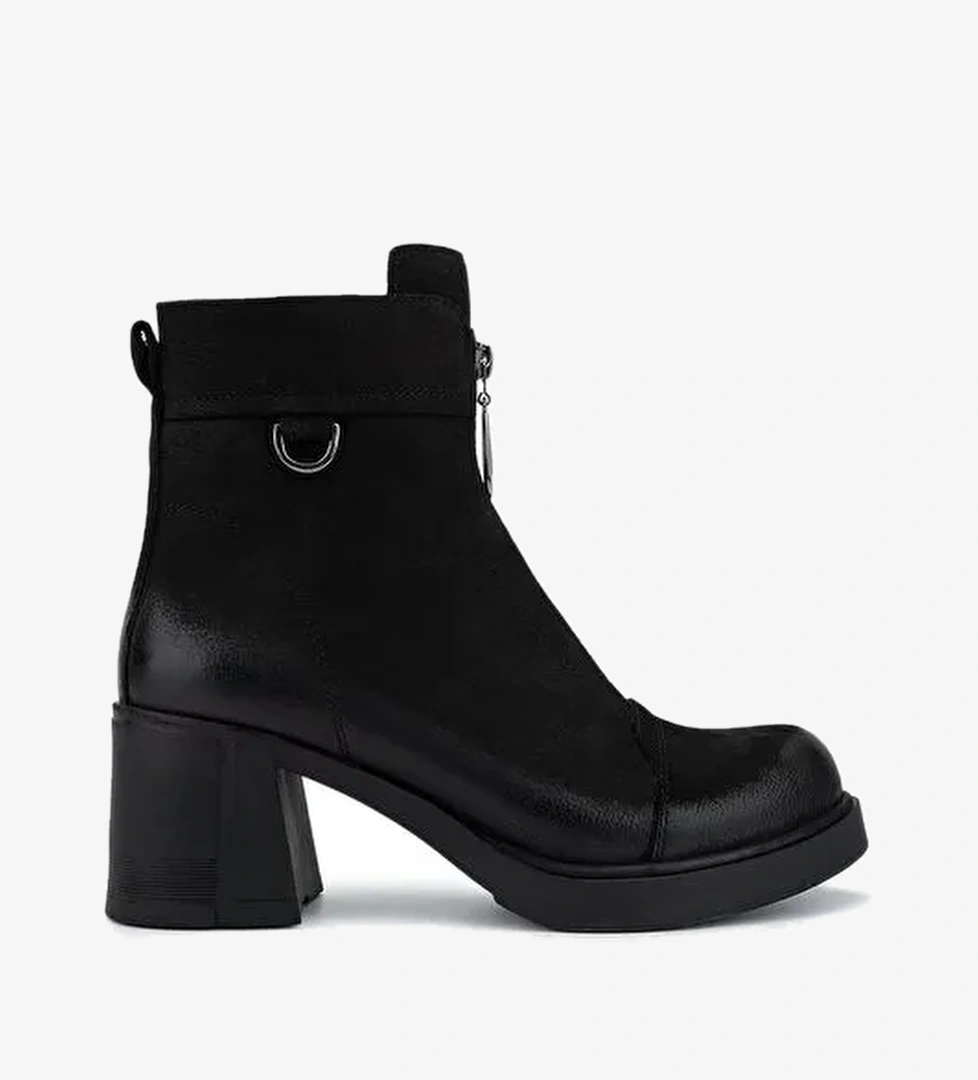 Tamer Tanca Kadın Hakiki Deri Siyah Nubuk Casual Bot - Görsel 1