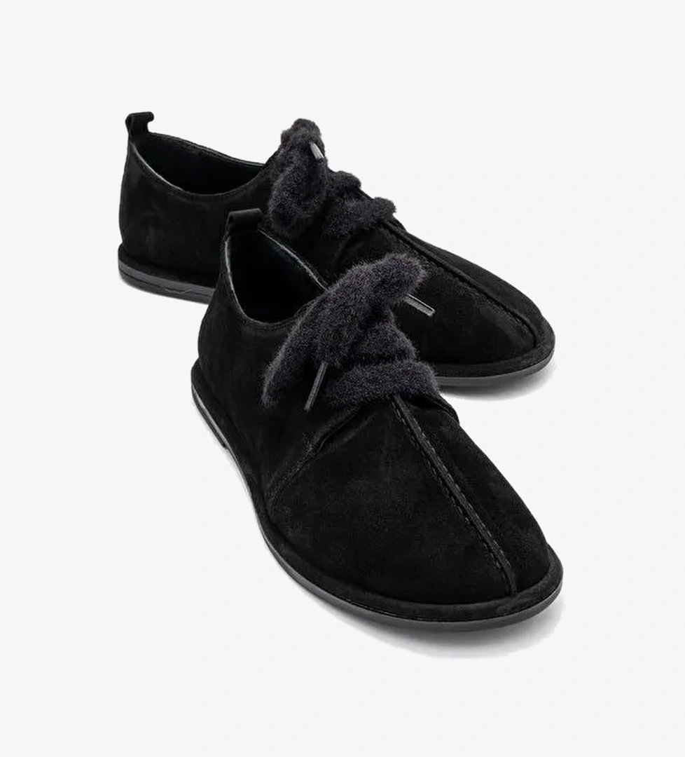 DENORA Siyah Süet Hakiki Deri Kadın Günlük Ayakkabı - Görsel 1