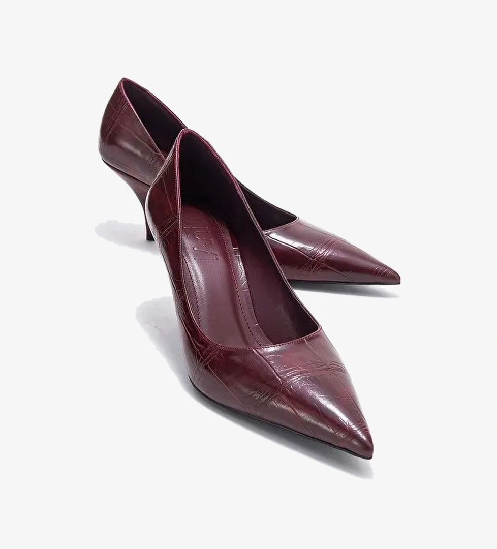 MARCUS Bordo Baskı Kadın Topuklu Ayakkabı - Görsel 1