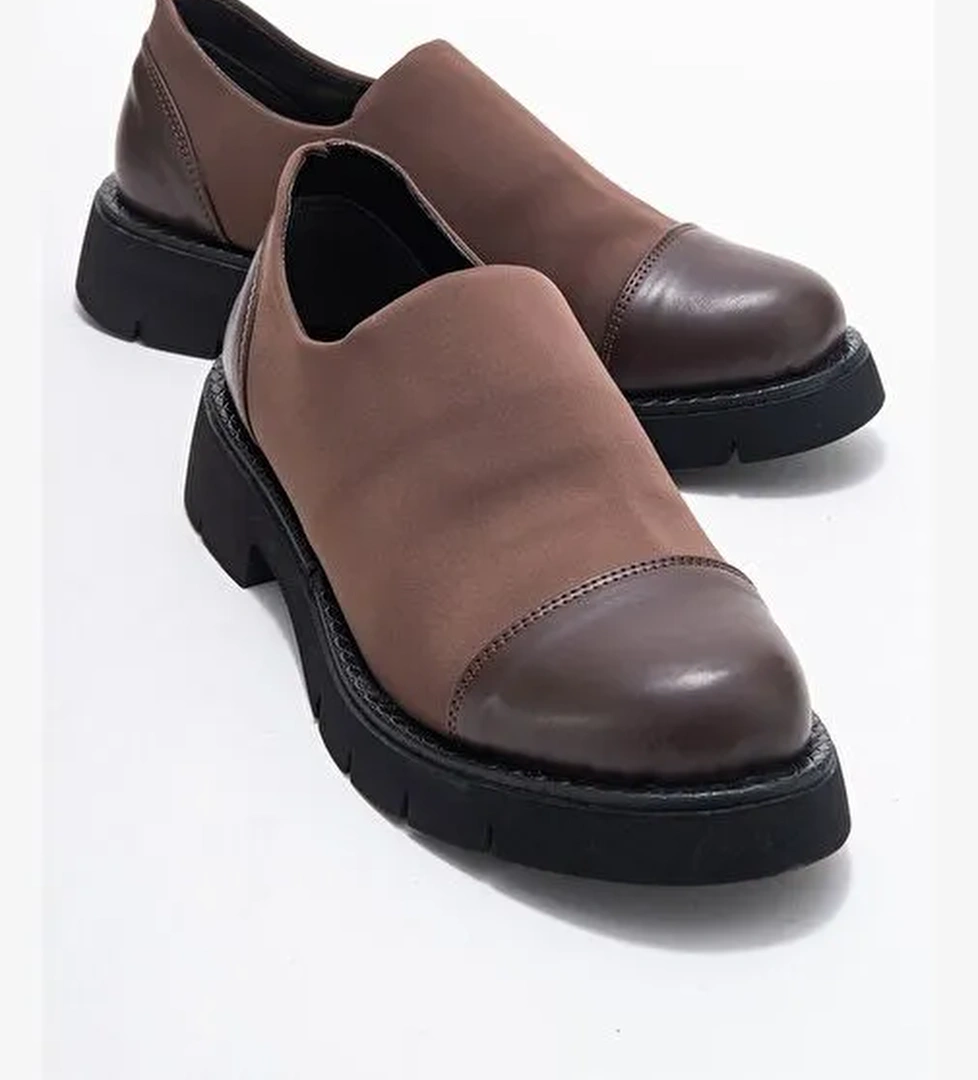 PANOLA Kahverengi Cilt Scuba Kadın Günlük Ayakkabı - Görsel 1