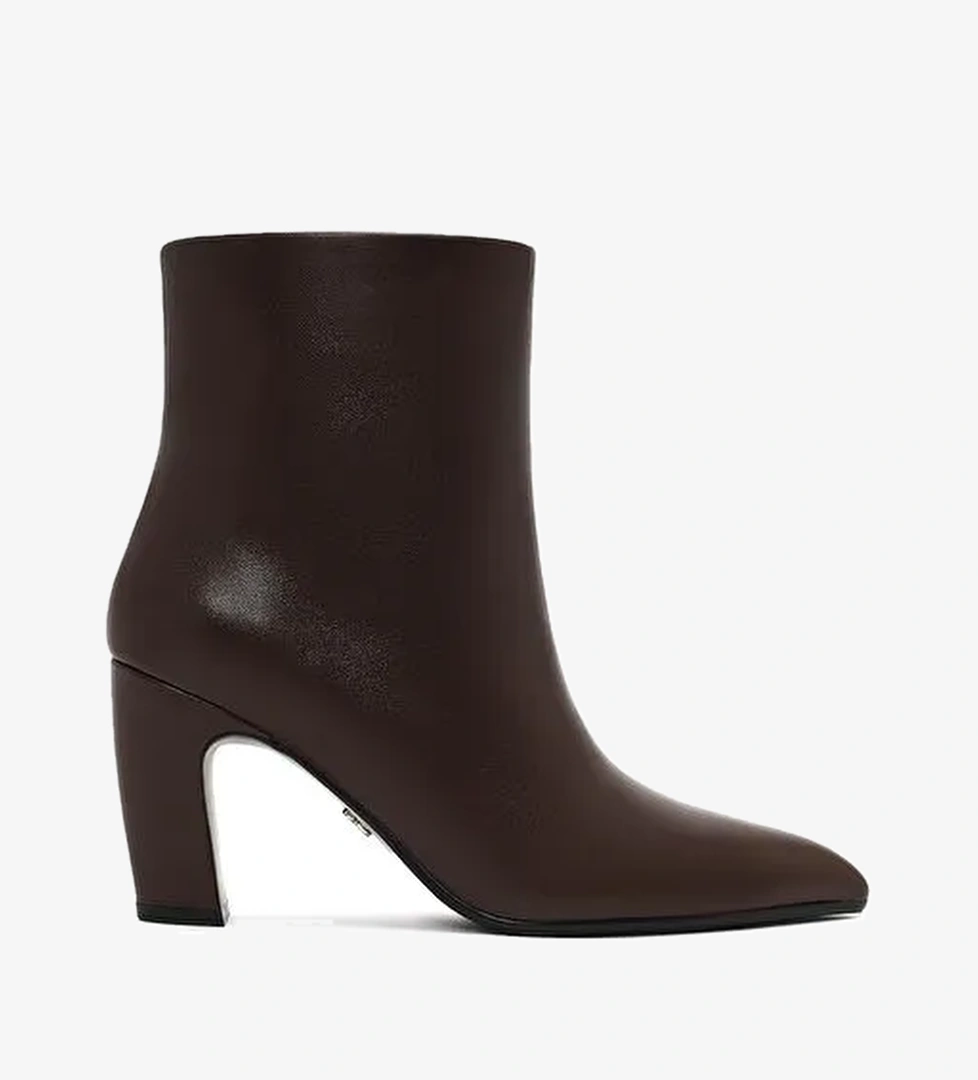 Kadın Kahverengi Kalın Topuklu Deri Bot 25WFD491118 - Görsel 1