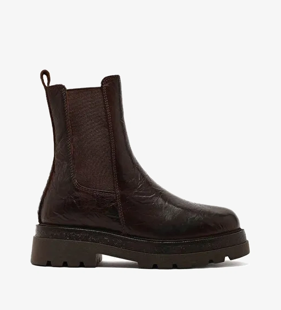 Kadın Kahverengi Kalın Tabanlı Deri Chelsea Bot 25WFD187318 - Görsel 1