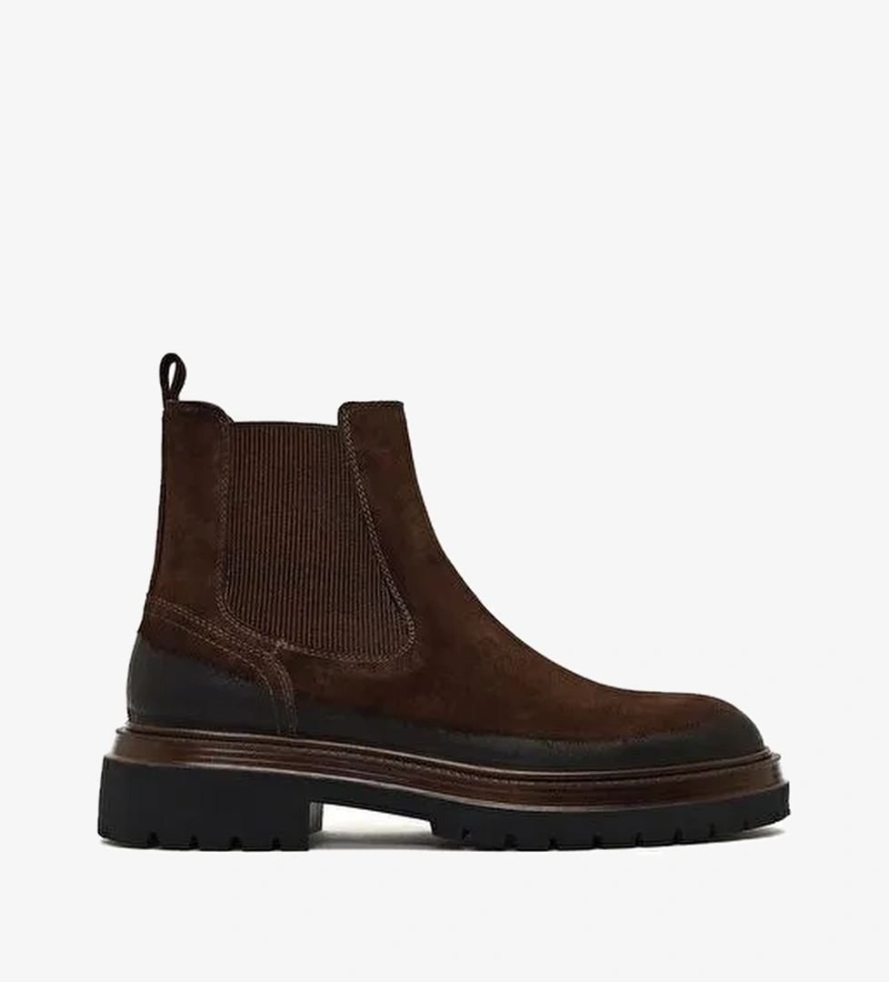 Erkek Kahverengi Kalın Tabanlı Süet Deri Chelsea Bot 25WFD640210 - Görsel 1