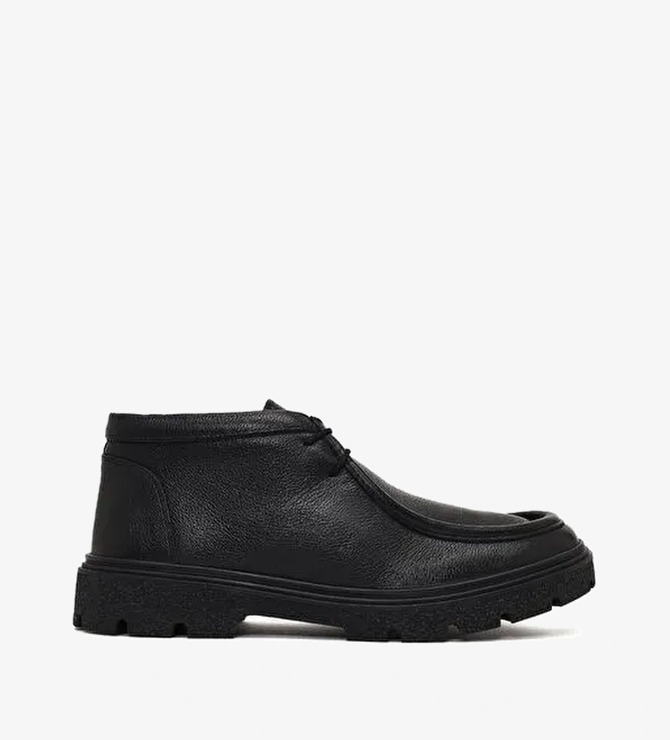 Erkek Siyah Bağcıklı Deri Casual Bot 25WFD7009FT - Görsel 1