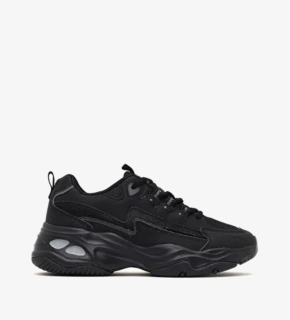 Kadın Siyah Bağcıklı Kalın Tabanlı Sneaker 25AFD494314 - Görsel 1