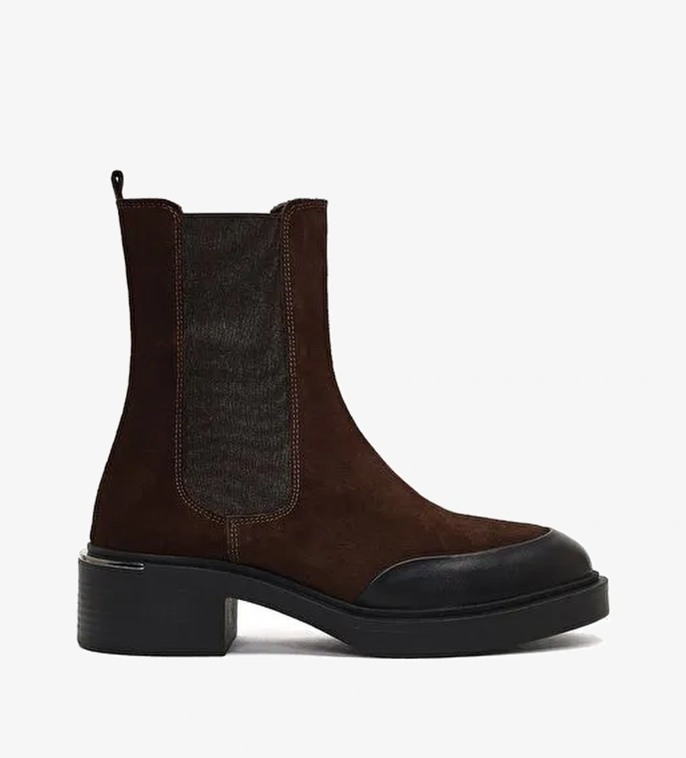 Kadın Kahverengi Kalın Tabanlı Süet Deri Chelsea Bot 25WFD340110 - Görsel 1