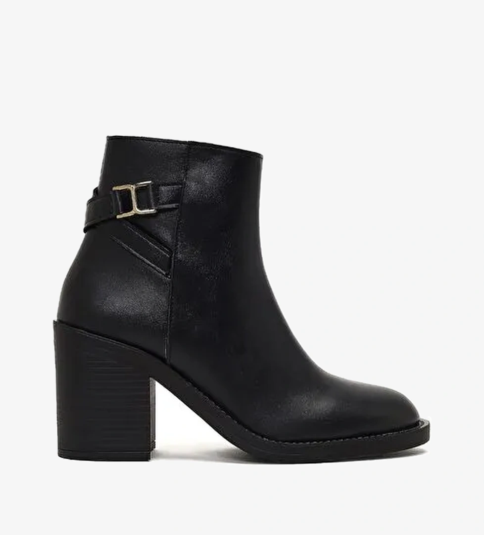 Kadın Siyah Fermuarlı Kalın Topuklu Bot 25WFE251418 - Görsel 1