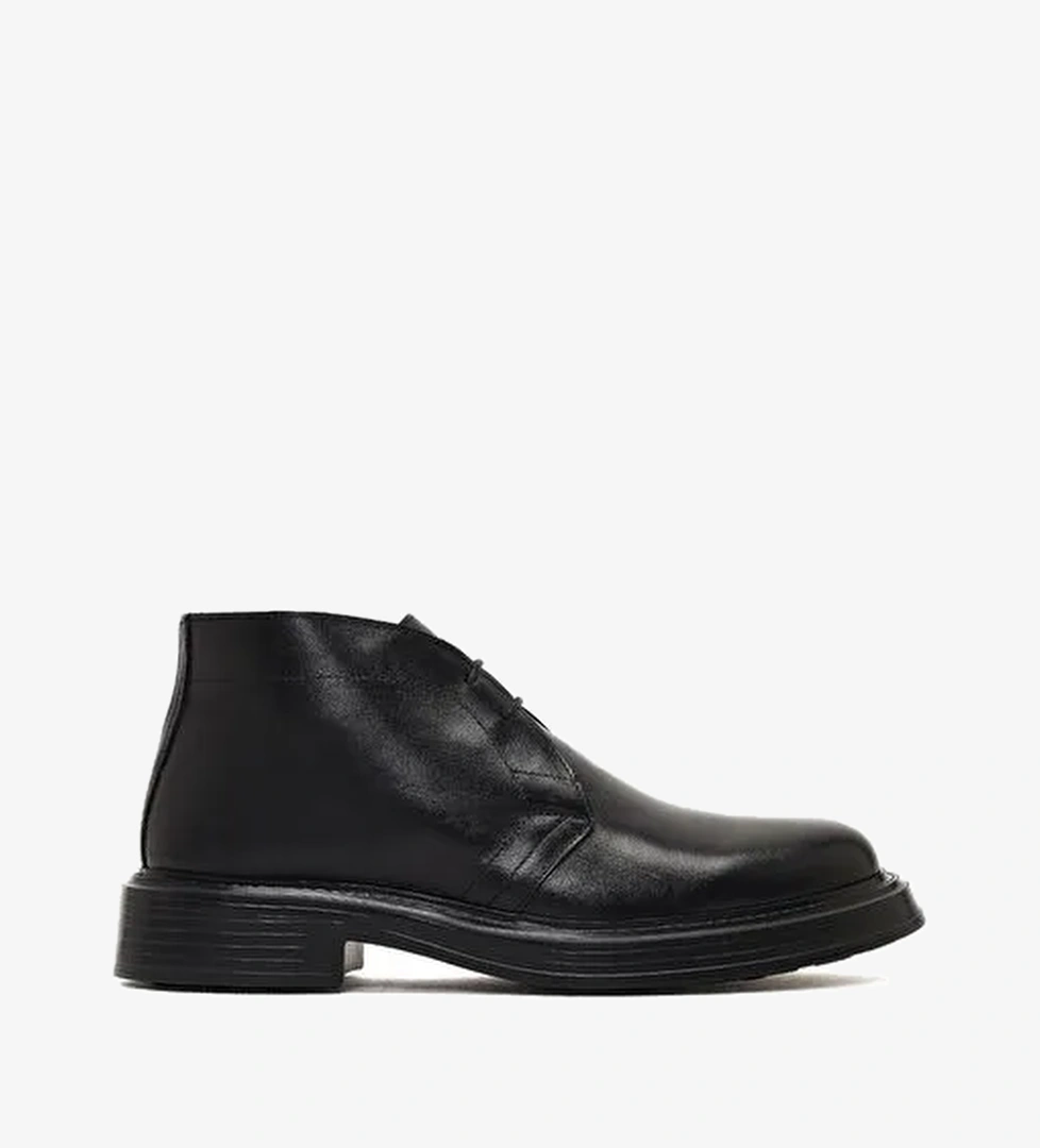 Erkek Siyah Bağcıklı Deri Casual Bot 25WFD611118 - Görsel 1