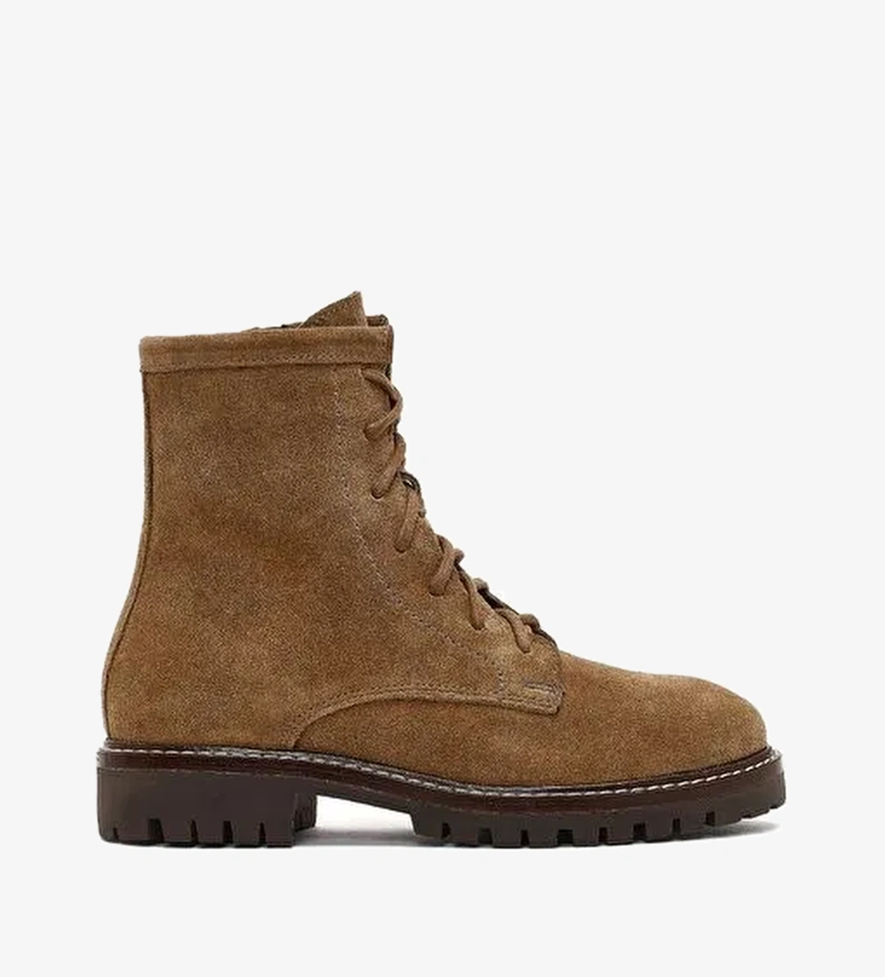 Kadın Taba Fermurlı Kalın Tabanlı Süet Deri Postal Bot 25WFD188110 - Görsel 1