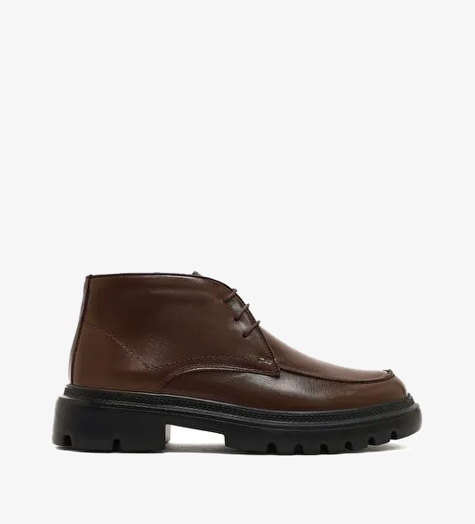 Erkek Kahverengi Bağcıklı Kalın Tabanlı Deri Casual Bot 25WFD675722 - Görsel 1