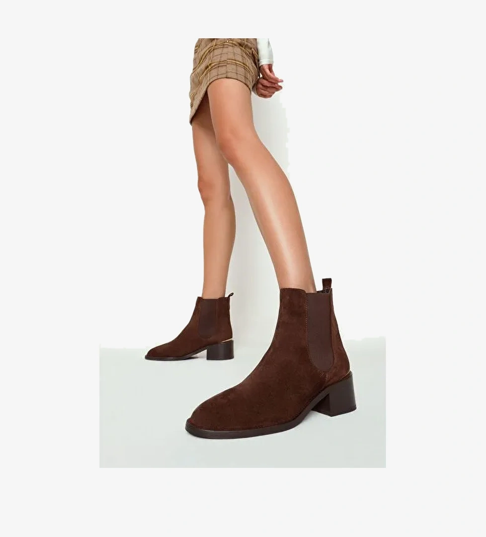 Kadın Kahverengi Süet Deri Chelsea Bot 25WFD153410 - Görsel 1