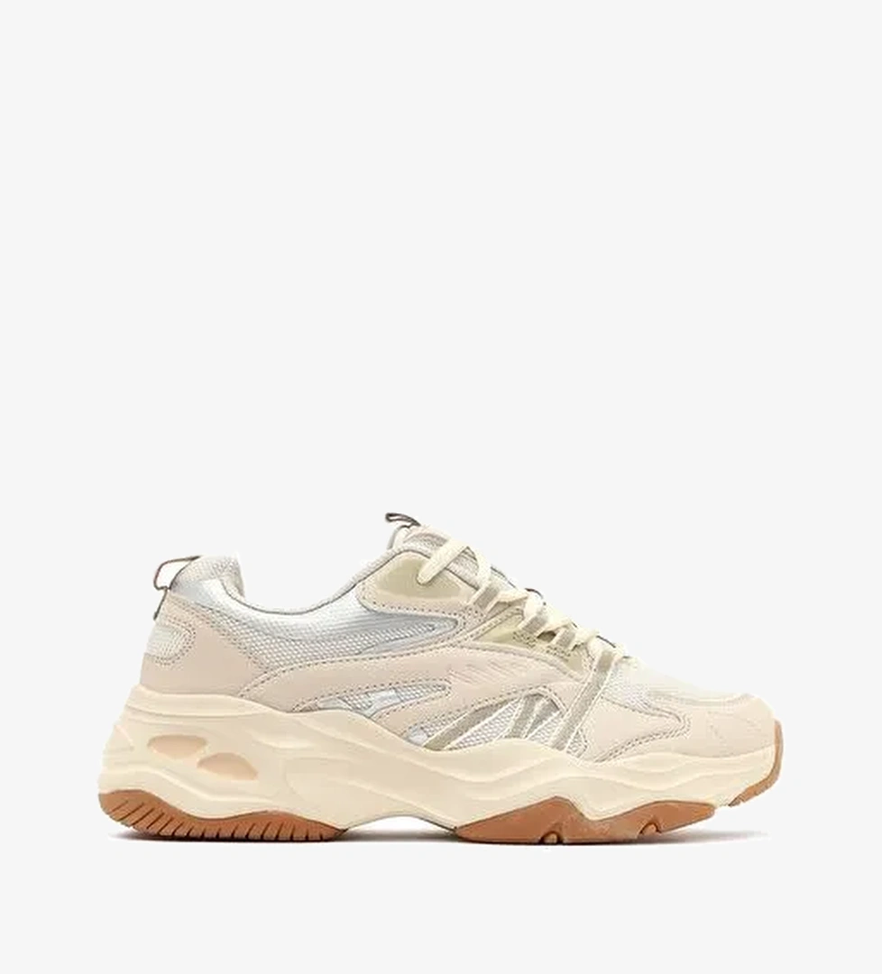 Kadın Bej Bağcıklı Kalın Tabanlı Sneaker 25AFD494114 - Görsel 1