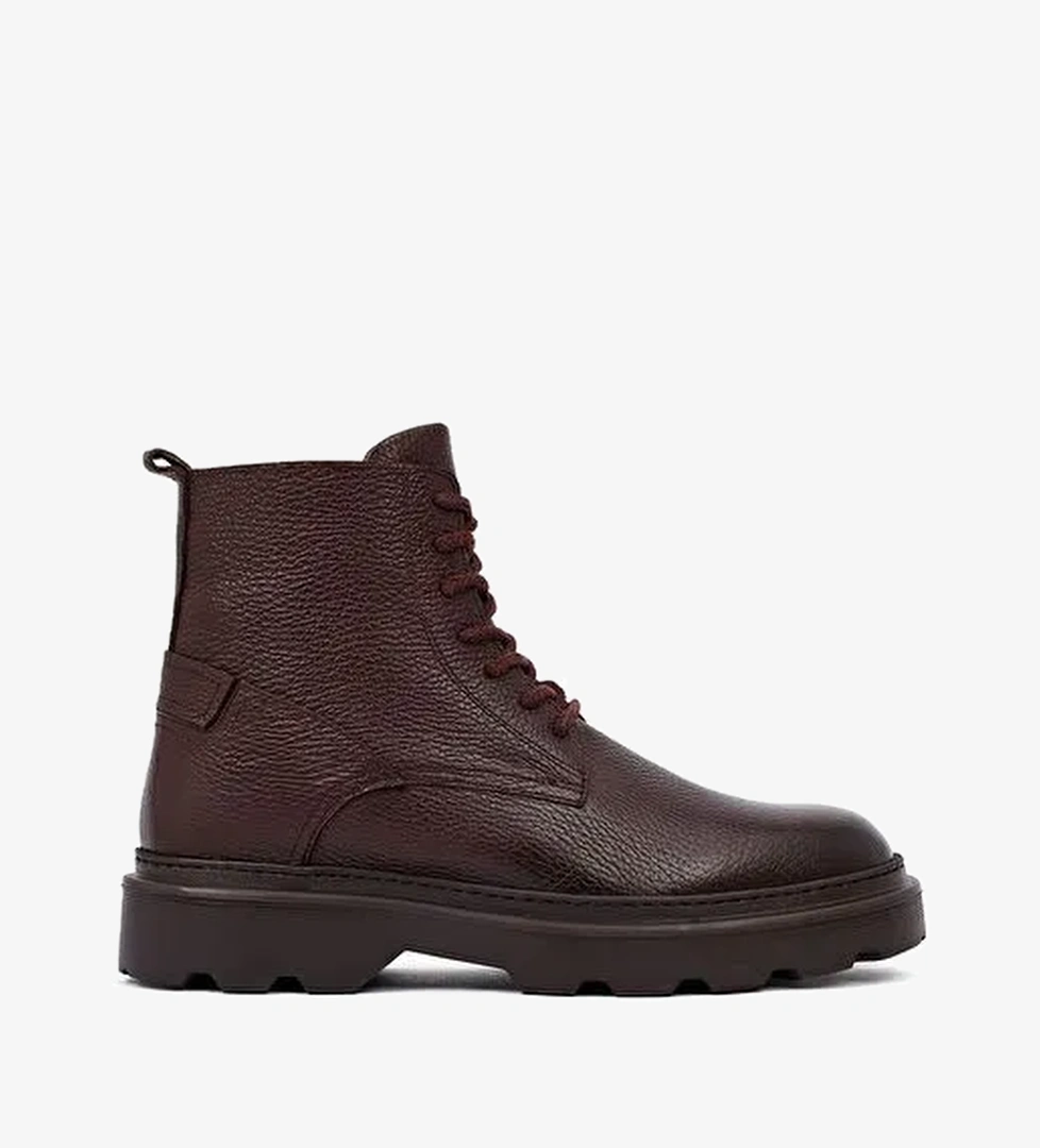 Erkek Kahverengi Fermuarlı Kalın Tabanlı Deri Bot 25WFD6857FT - Görsel 1