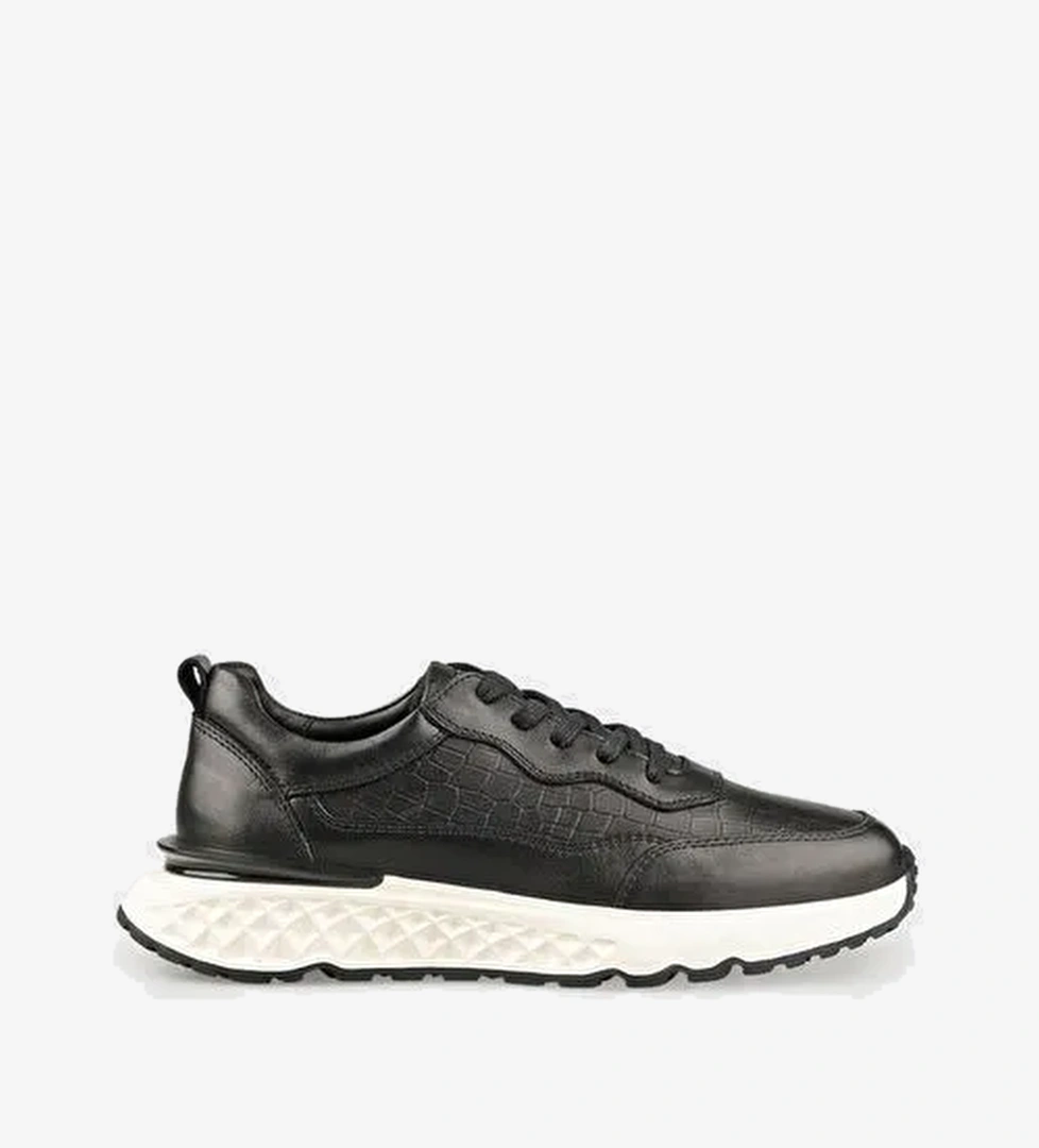 Siyah Deri Erkek Günlük Ayakkabı - Görsel 1