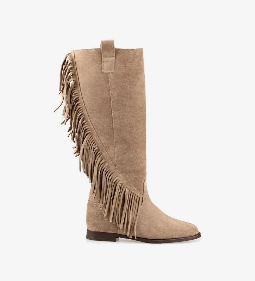 Vizon Deri Kadın Çizme - Görsel 1