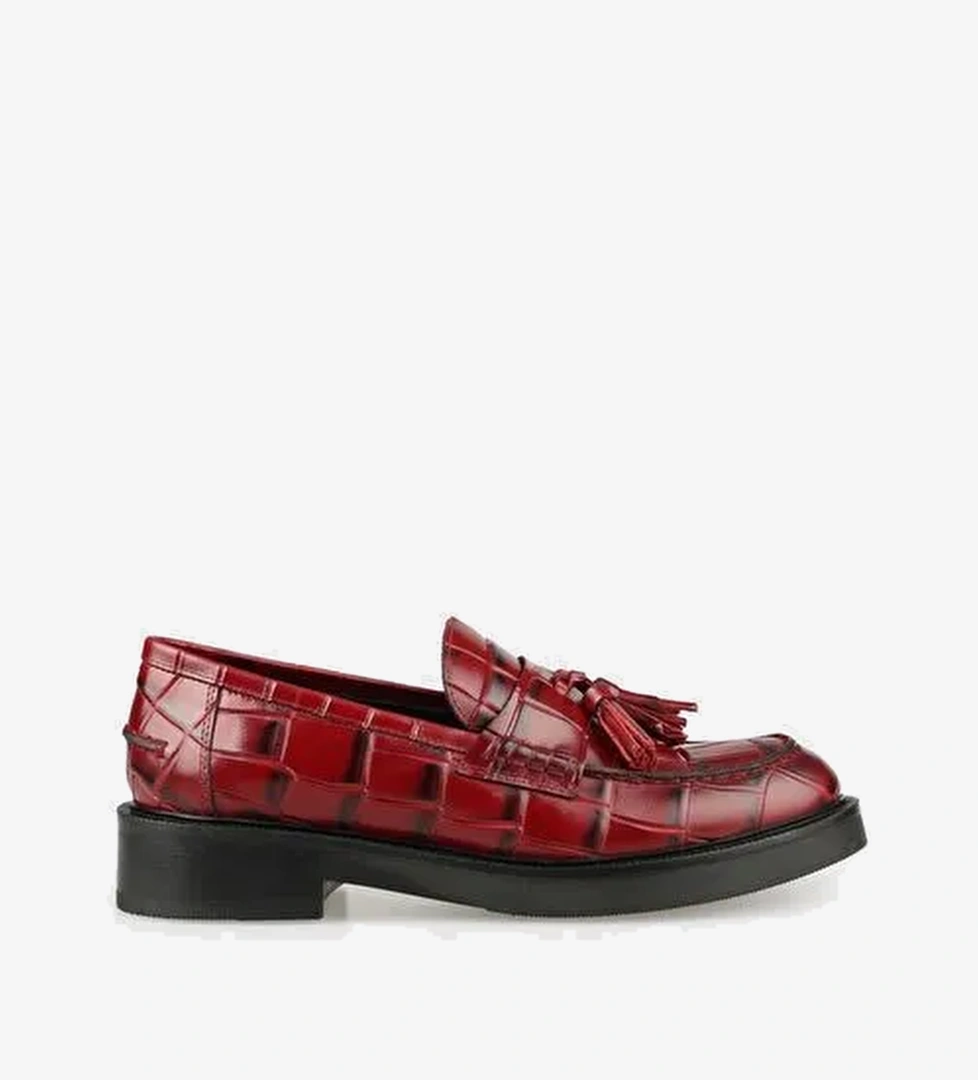 Kırmızı Deri Kadın Günlük Ayakkabı - Görsel 1