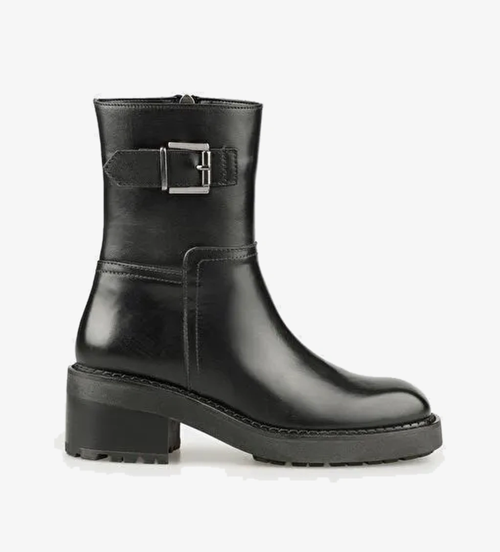 Siyah Deri Kadın Günlük Bot - Görsel 1