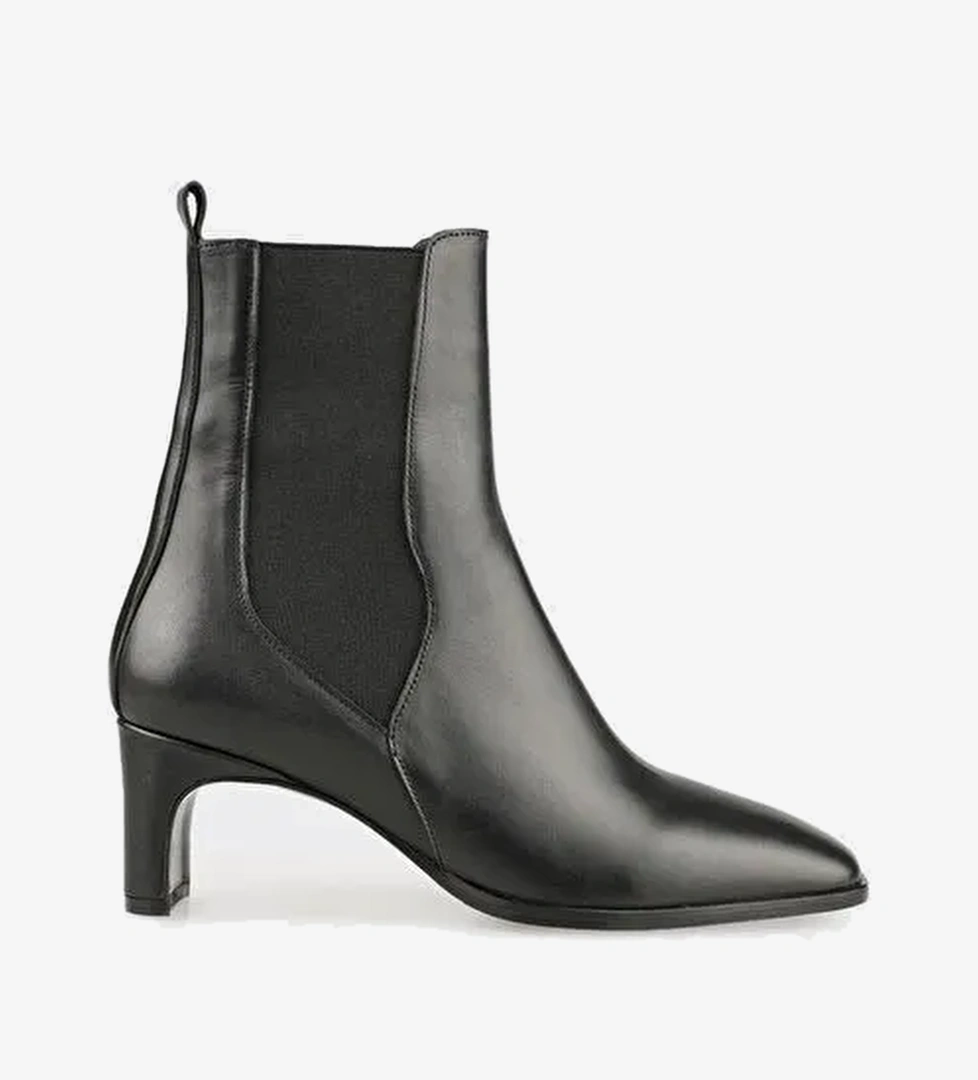 Siyah Deri Kadın Klasik Bot - Görsel 1