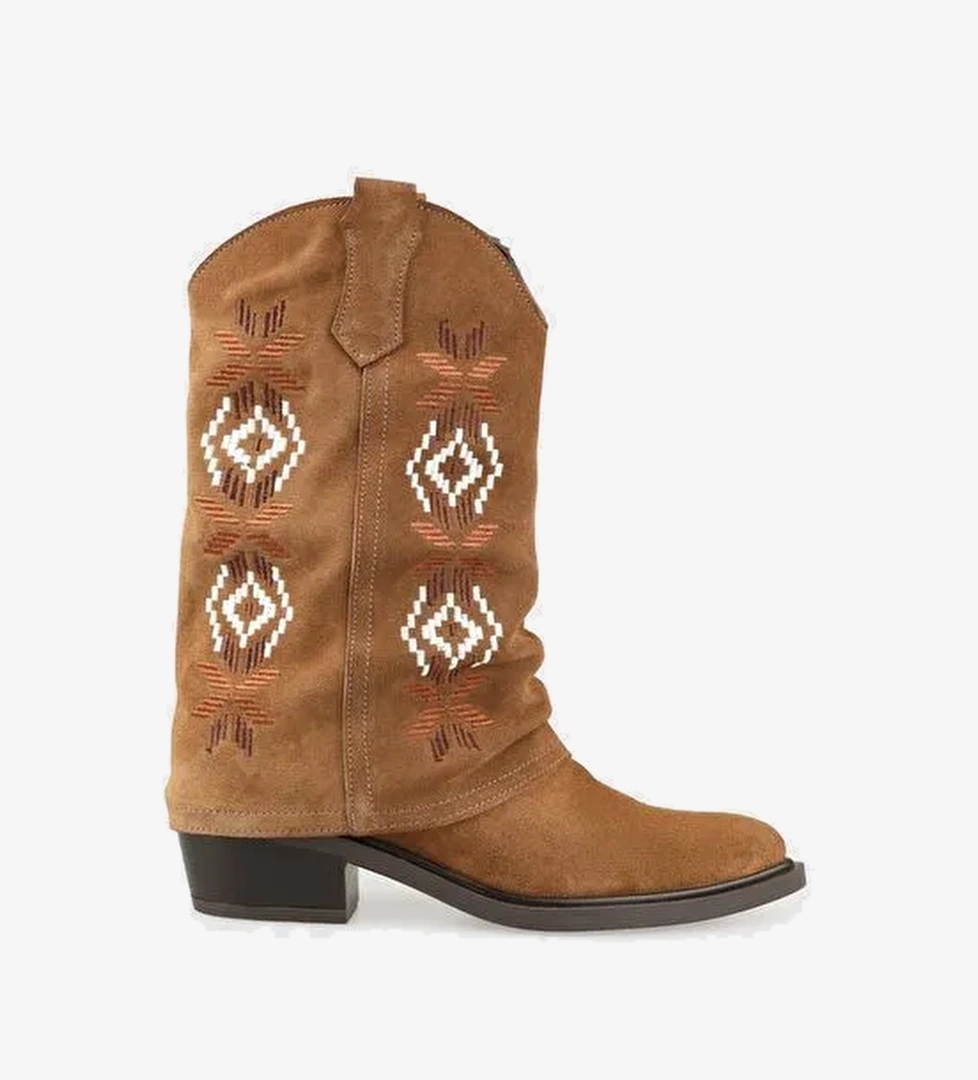 Taba Deri Kadın Western Bot - Görsel 1