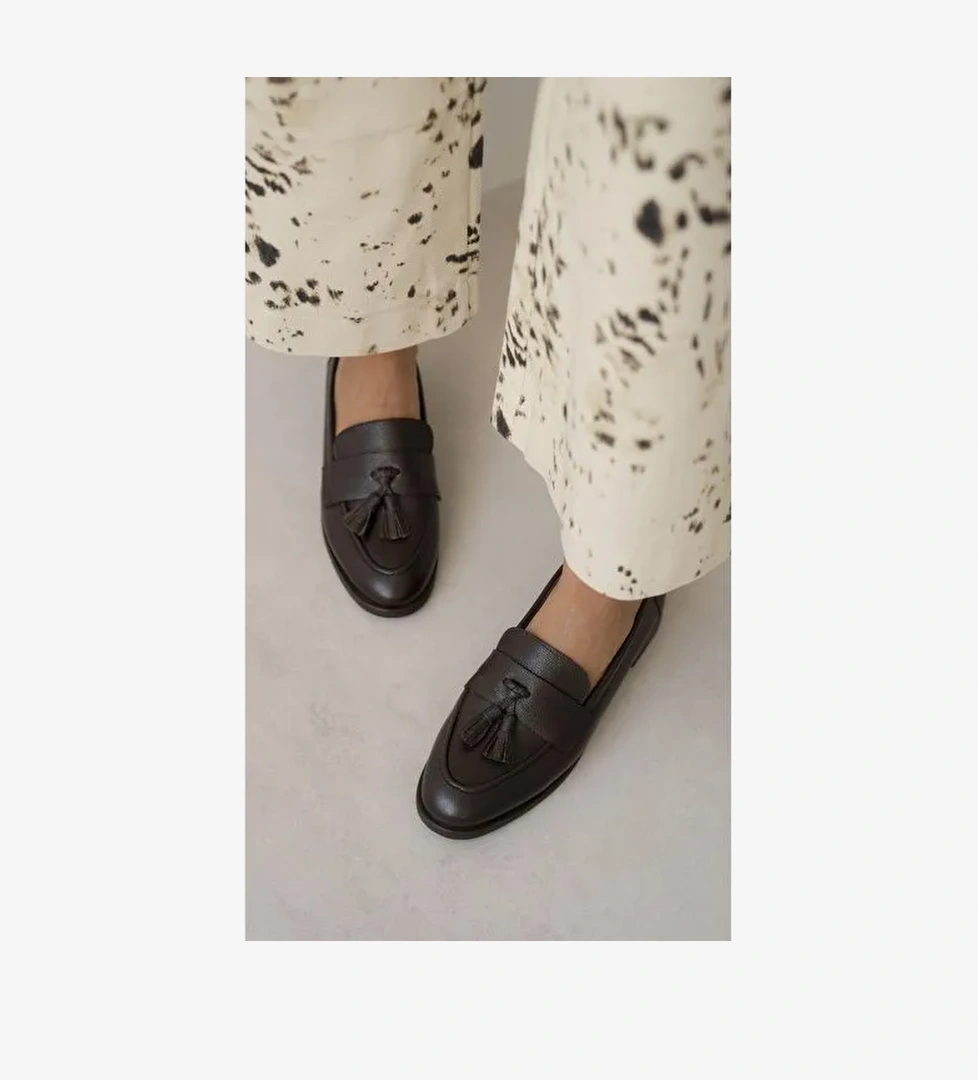 Pippa Kahve Hakiki Deri Kadın Makosen Ayakkabı - Görsel 1