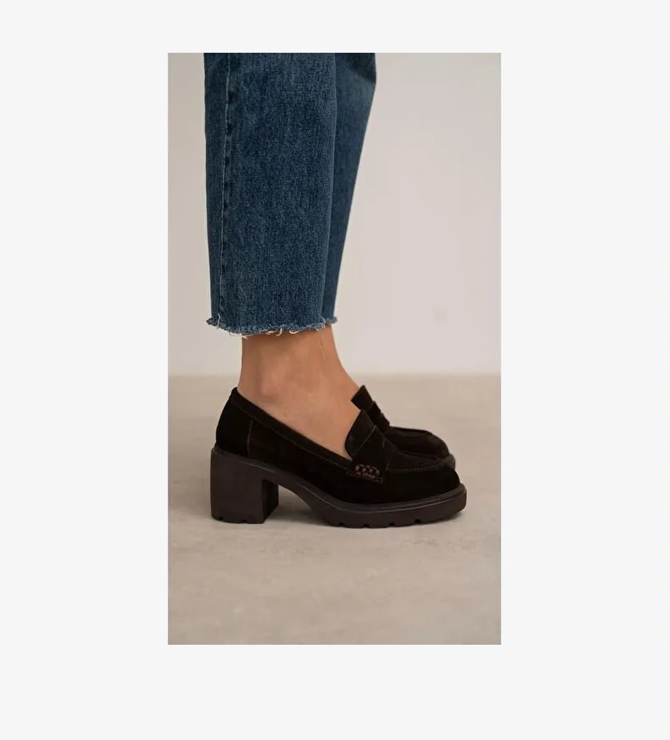 Caly Kahve Süet Hakiki Deri Kadın Makosen Ayakkabı - Görsel 1