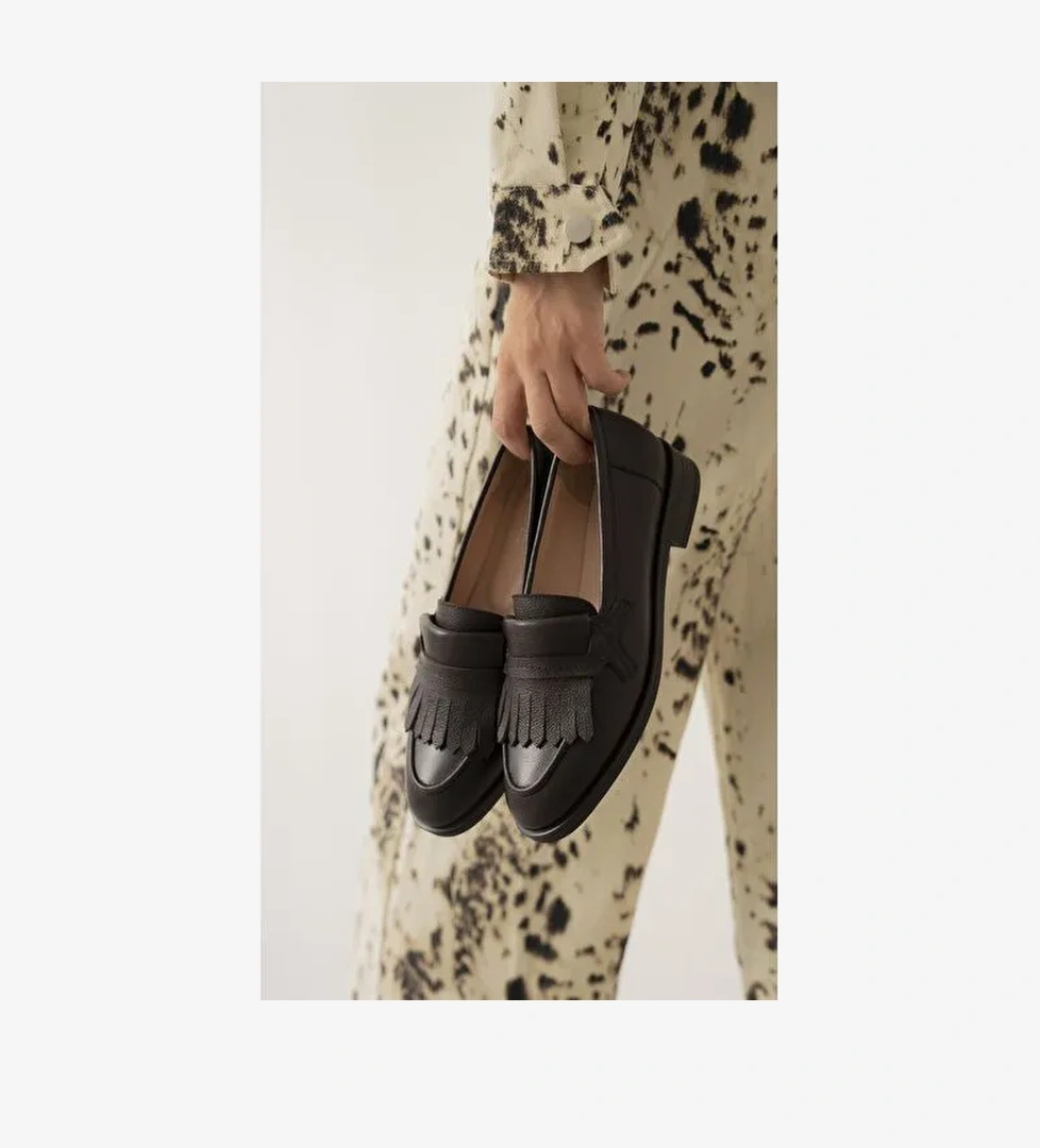 Poet Kahve Hakiki Deri Kadın MAKOSEN - Görsel 1