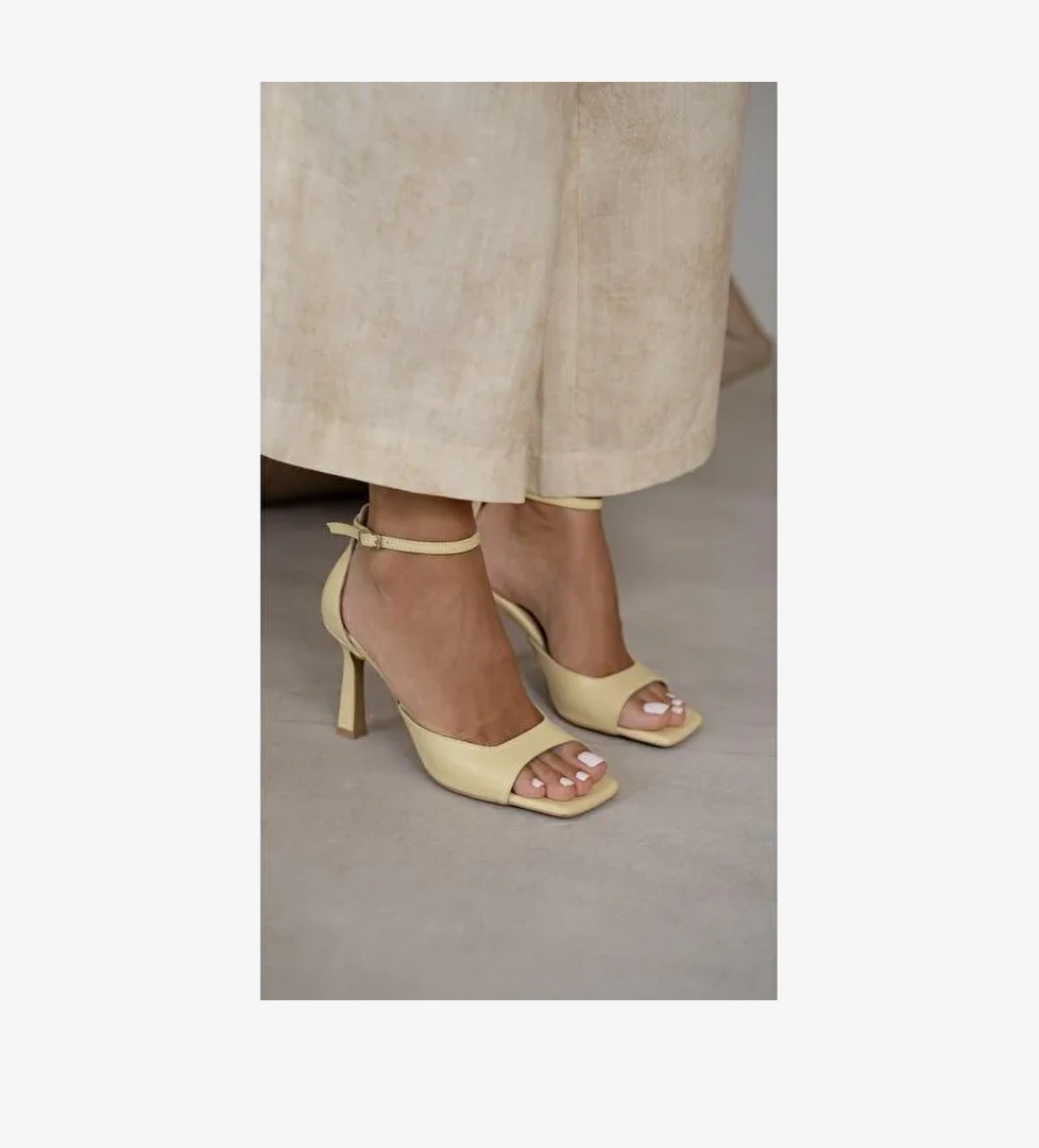 Orion Sarı Hakiki Deri Topuklu Ayakkabı - Görsel 1