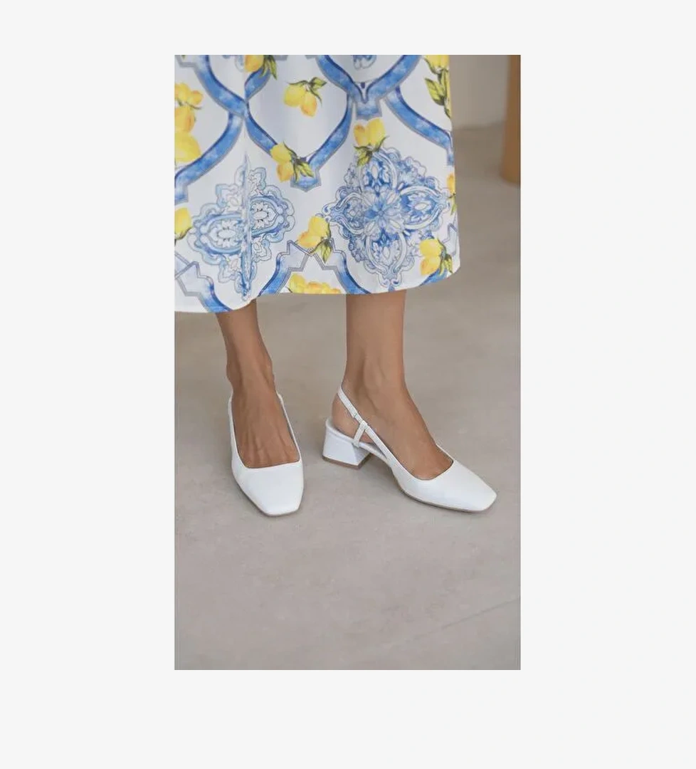 Vardy Beyaz Hakiki Deri Topuklu Ayakkabı - Görsel 1