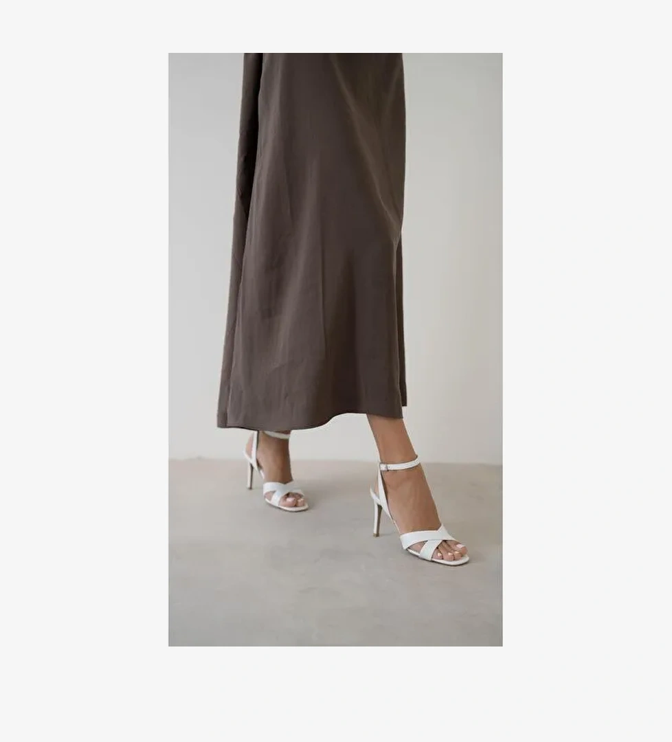 Napa Beyaz Hakiki Deri Topuklu Ayakkabı - Görsel 1