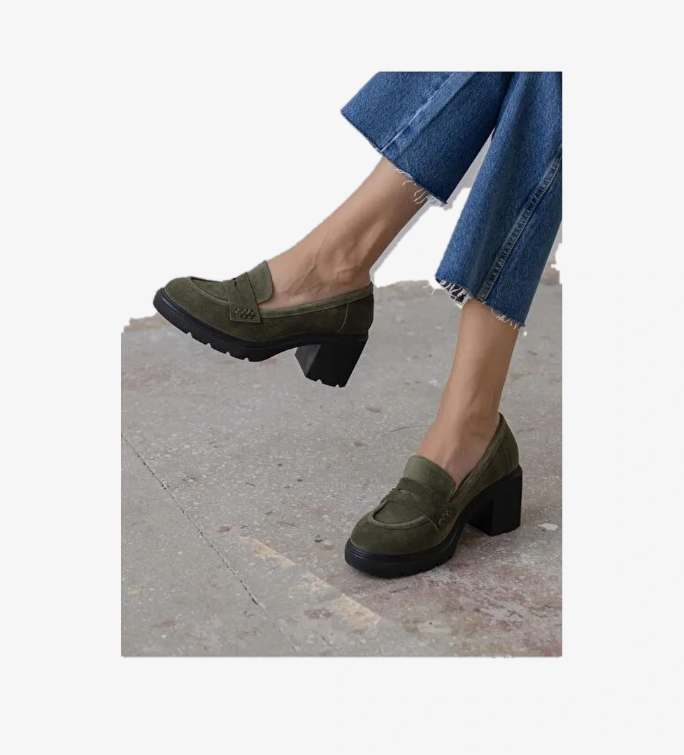 Caly Haki Süet Hakiki Deri Kadın MAKOSEN - Görsel 1