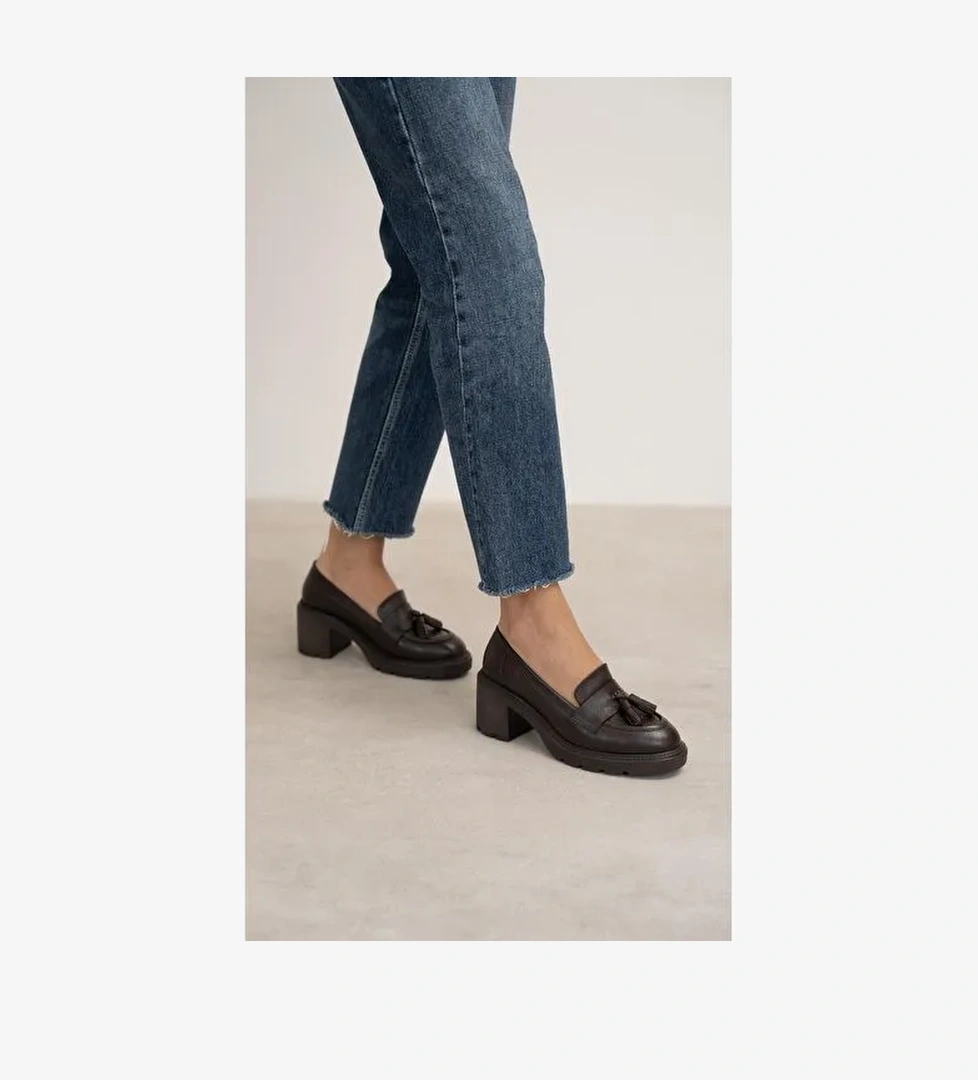 Rilsa Kahve Hakiki Deri Kadın MAKOSEN - Görsel 1