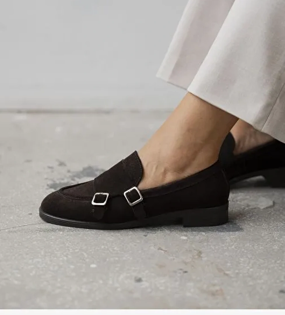 Vely Kahve Süet Hakiki Deri Kadın MAKOSEN - Görsel 1