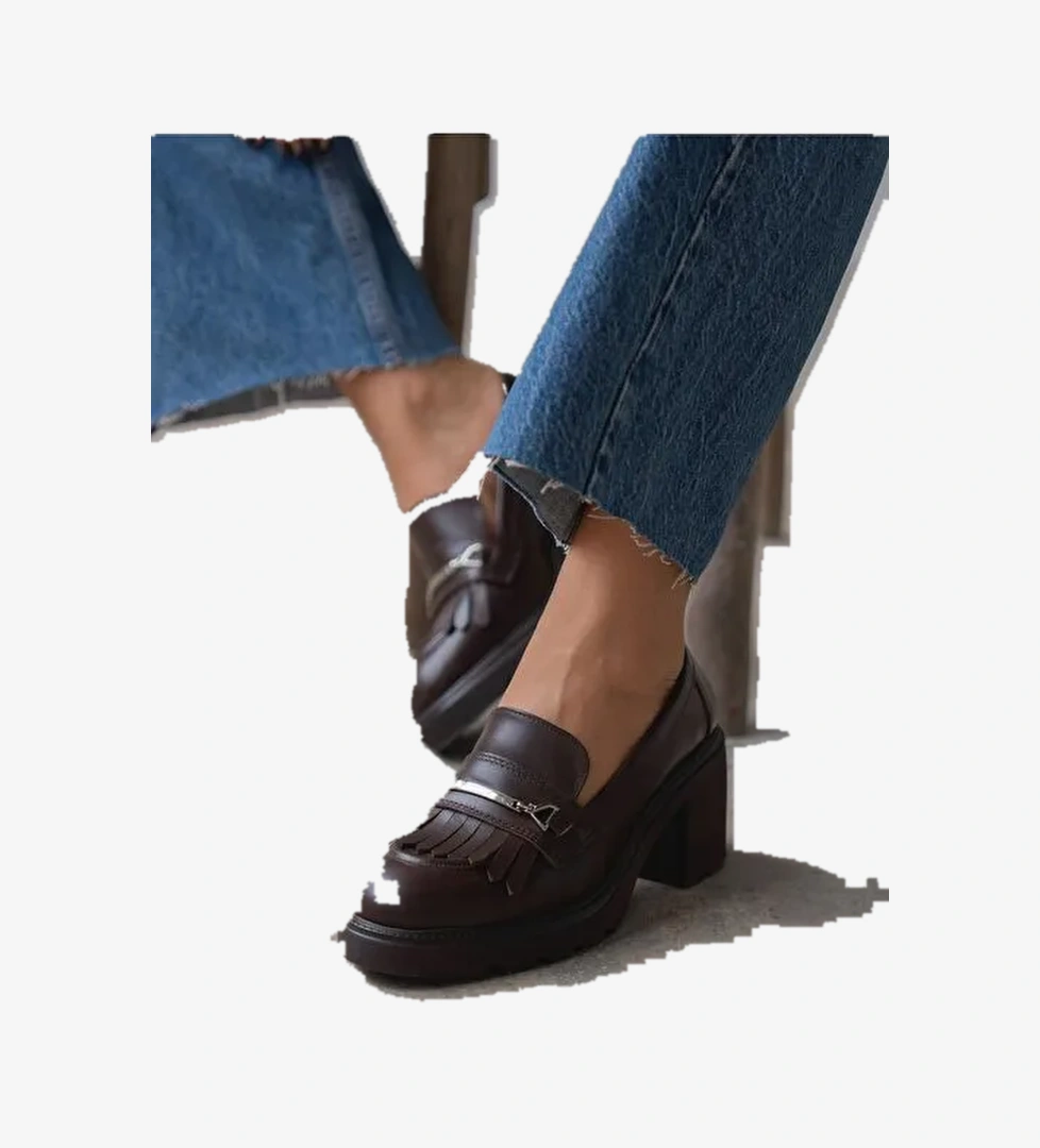 Epis Kahve Hakiki Deri Kadın MAKOSEN - Görsel 1