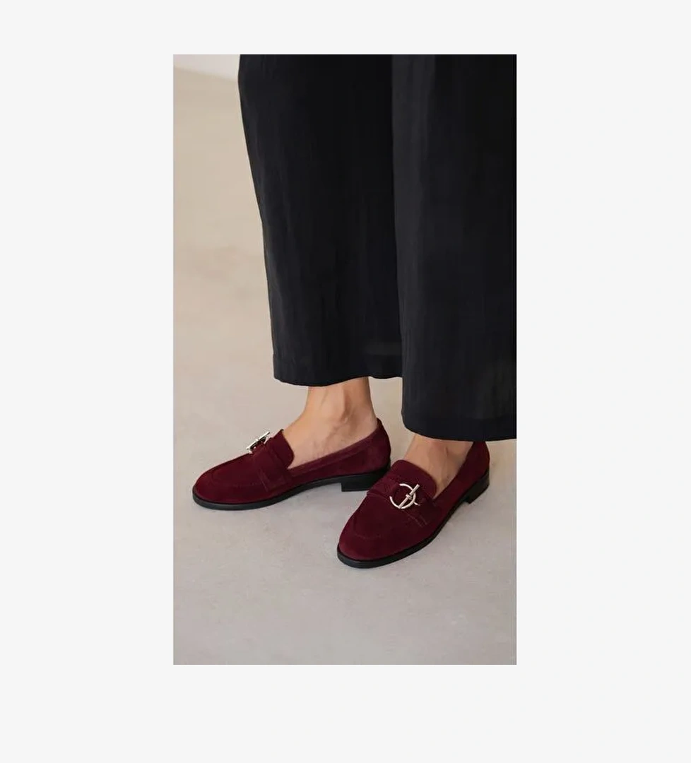 Fern Bordo Süet Hakiki Deri Kadın MAKOSEN - Görsel 1