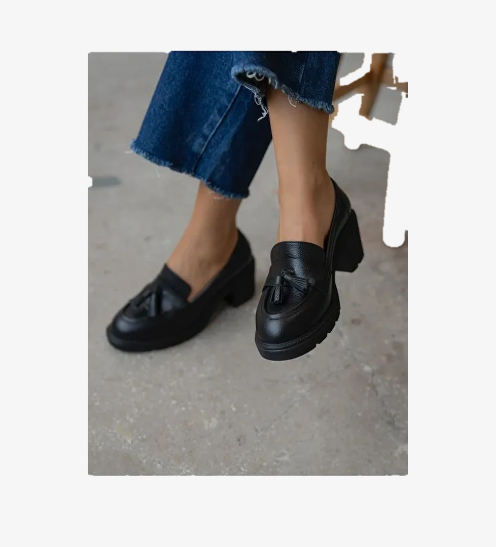 Rilsa Siyah Hakiki Deri Kadın MAKOSEN - Görsel 1